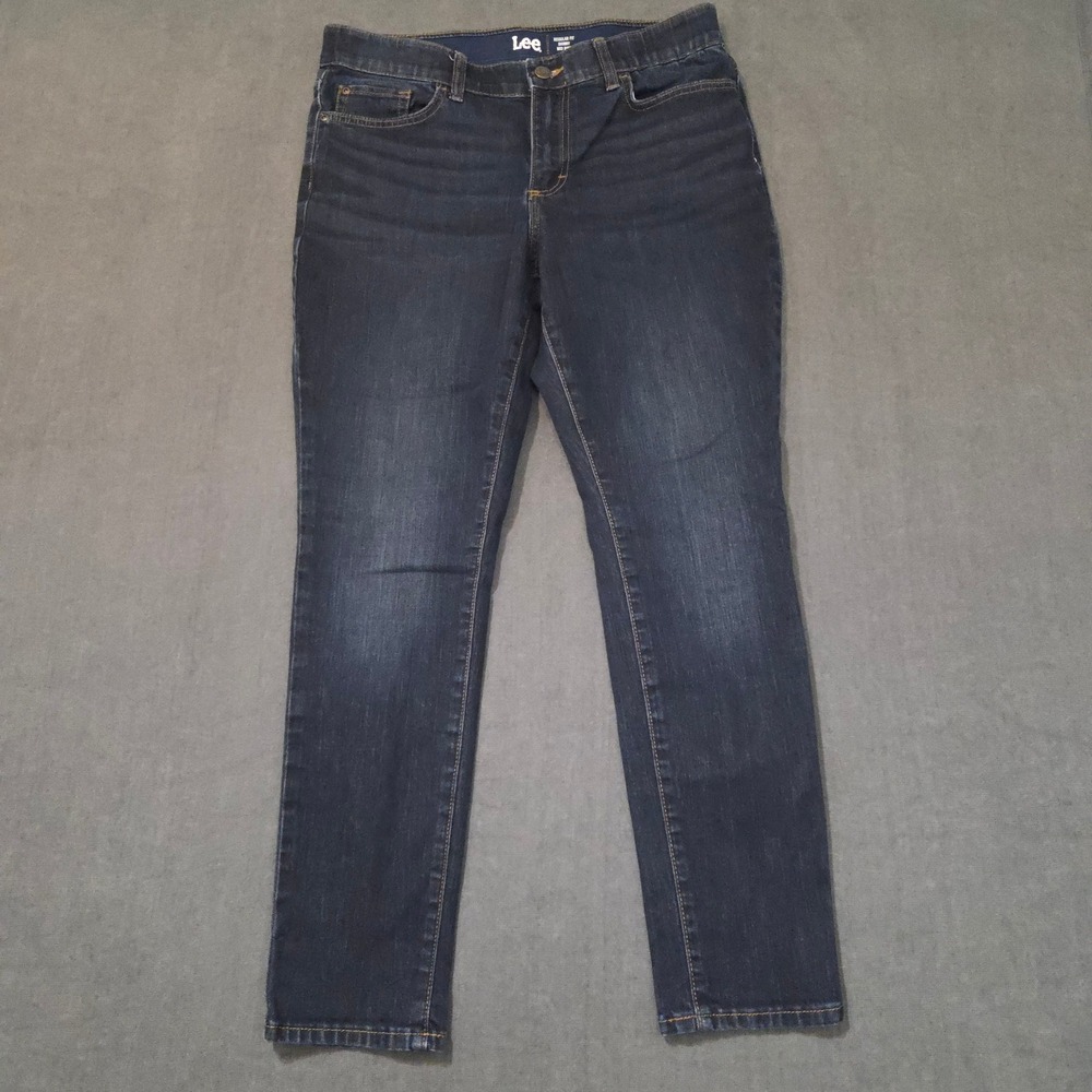 Lee Skinny Jeans Womens 12 M Dark Blue Regular‎ Fit Mid Rise Denim